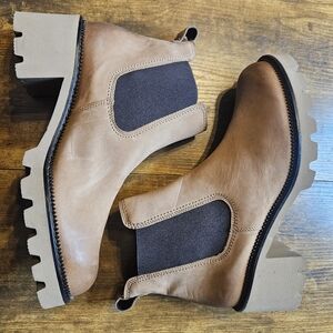 Paul Green Shasta Chelsea Sahara Nubuck Block Heel Boot Leather New UK 6.5, US 9